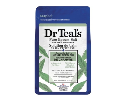 Dr. Teal's Pure Epsom Salt Soaking Solution Cannabis Sativa Hemp Seed Oil With Essential Oil Blend - 1.36 KG
