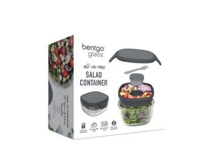 Bentgo Glass All-in-One Glass Salad Container - Dark Gray - 1.0 EA