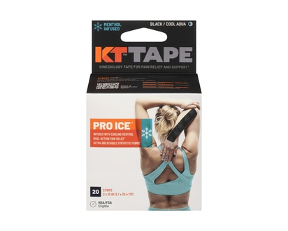 KT Tape Pro Ice Kinesiology Tape Black / Cool Aqua - 20.0 EA