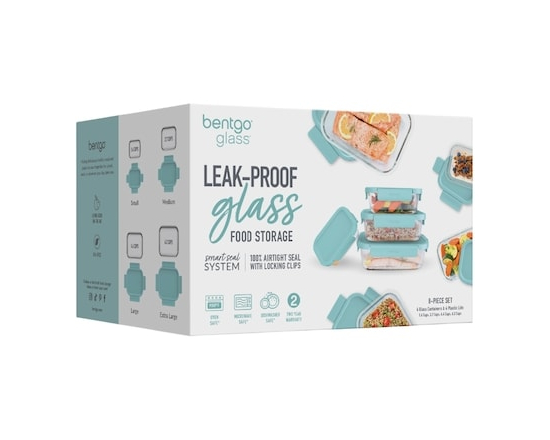 Leak-Proof Glass Food Storage, 8-Piece Set - 1.0 EA