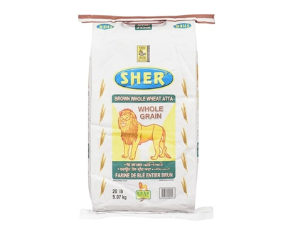 Sher Brown Whole Wheat Atta - 9.07 KG