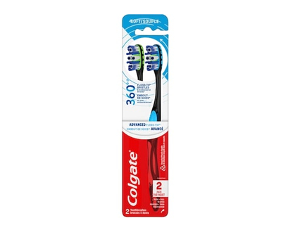 Colgate 360 Advanced Floss-Tip Toothbrush, Adult Soft Toothbrushes - 2.0 EA
