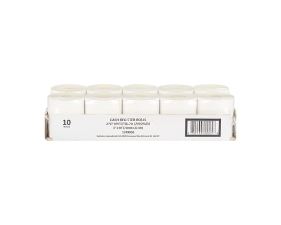 Cash Register Rolls 2 Ply-White/Yellow Carbonless - 1.0 EA
