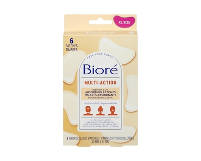 Biore Timbres multiaction absorbants pour sébum et acné de Bioré — Timbres hydrocolloïdes pour peau grasse, grands timbres - 6 CHA