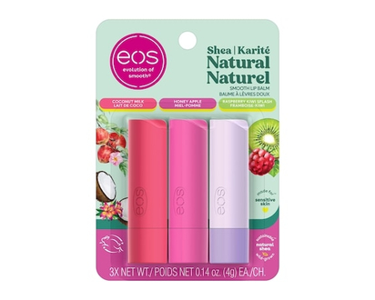 eos Natural Smooth Lip Balm, Coconut Milk, Honey Apple, Raspberry Kiwi Splash - 12 G