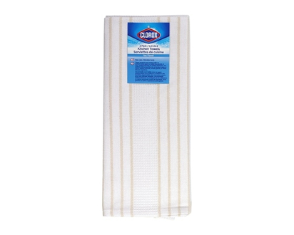 Clorox 2 Pack Flat Weave Waffle Kitchen Towel Tan - 2.0 EA