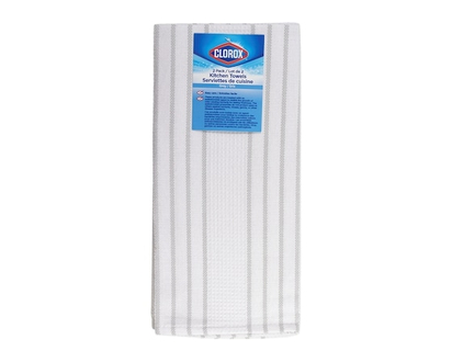 Clorox 2 Pack Flat Weave Waffle Kitchen Towel Gray - 2.0 EA