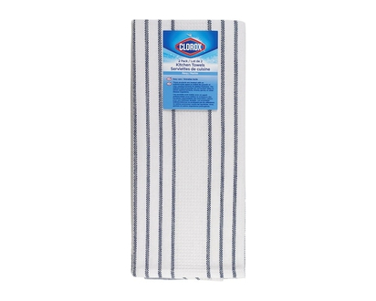 Clorox 2 Pack Flat Weave Waffle Kitchen Towel Navy - 2.0 EA