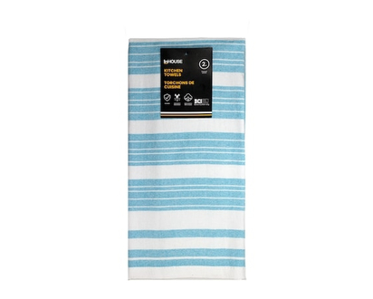 InHouse Premium 2 Pack Cotton Woven Terry Tea Towels Cyan - 2.0 EA