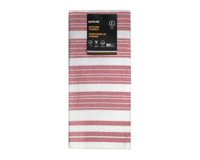 InHouse Premium 2 Pack Cotton Woven Terry Tea Towels Red - 2.0 EA