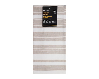 InHouse Premium 2 Pack Cotton Woven Terry Tea Towels Tan - 2.0 EA