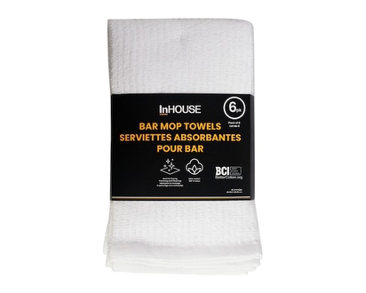 InHouse Premium 6 Pack Bar Mop Towel White - 6.0 EA