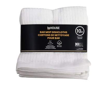 InHouse Bar Mop Dishcloths White, 10 pack - 10.0 EA