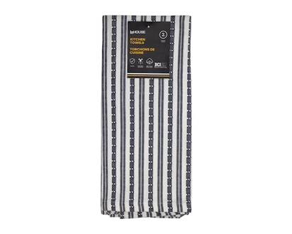 InHouse Premium 2 Pack Kitchen Towels Basketweave Black - 2.0 EA