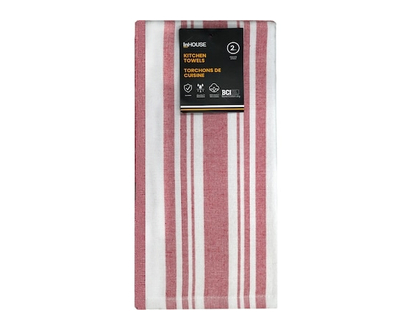 InHouse Premium 2 Pack Kitchen Towels Basketweave Red - 1.0 EA