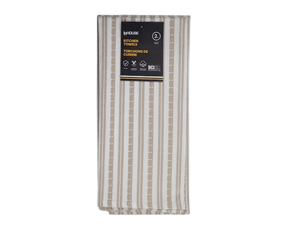 InHouse Premium 2 Pack Kitchen Towels Basketweave Tan - 2.0 EA