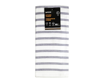 InHouse Premium 2 Pack Kitchen Towels Basketweave Navy - 2.0 EA