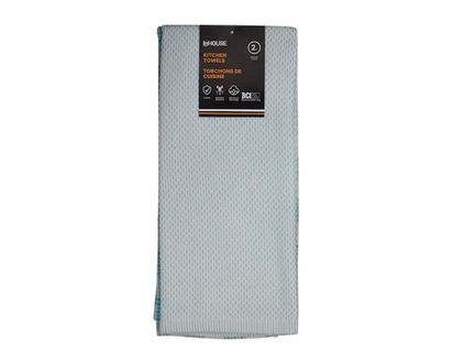 InHouse Premium 2 Pack Kitchen Towels Basketweave Cyan - 2.0 EA