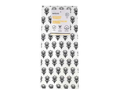 InHouse 2 Pack Printed Towels Black - 3.0 EA