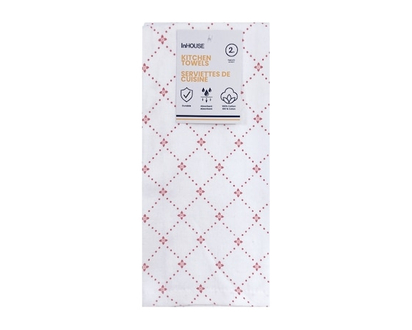 InHouse 2 Pack Printed Towels Red - 3.0 EA