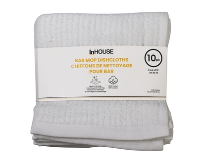 InHouse 10 Pack Bar Mop Towels White - 10.0 EA
