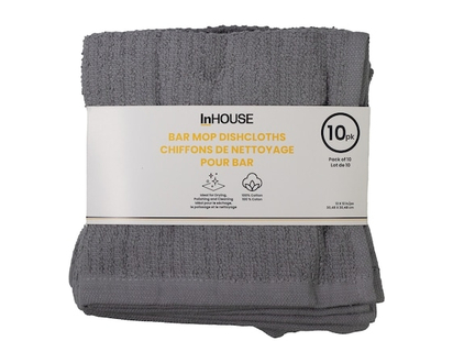 InHouse 10 Pack Bar Mop Towels Light Grey - 10.0 EA
