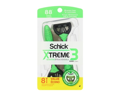 Schick Rasoirs jetables à 3 lames pour hommes Xtreme3 pour peau sensible - 8.0 EA
