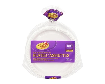Crown Kosher Plates White Plastic - 1.0 EA