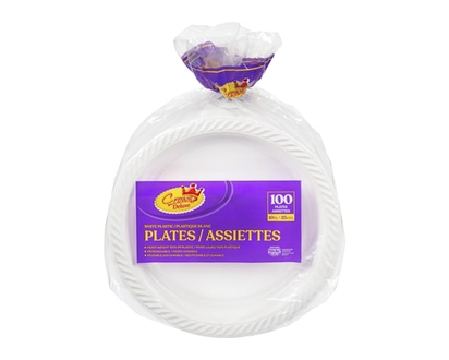 Crown Prince Assiettes plastique blanc casher - 1.0 EA