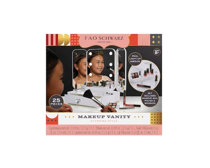 F.A.O Schwarz Girls Vanity Makeup Studio Low Profile 24pc with Diamond Pull - 1.0 EA