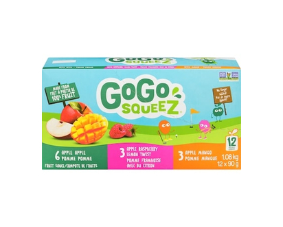 GoGo Squeez Sauce aux fruits 12 sachets mangue framboise pomme - 1.08 KG