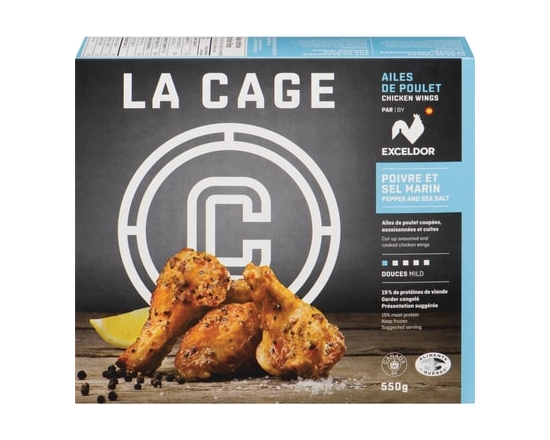 La Cage Ailes de poulet douces au poivre et au sel de mer Exceldor - 550.0 G