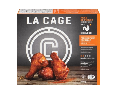 La Cage Ailes de poulet épicées Exceldor paprika fumé et érable - 550.0 G