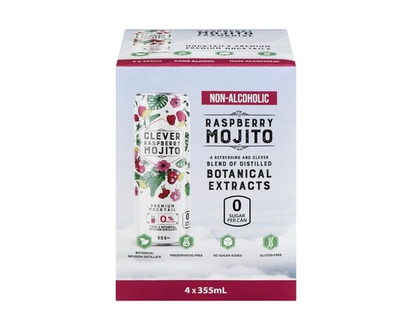 Clever Mocktails Raspberry Mojito Non-Alcoholic - 355.0 ML