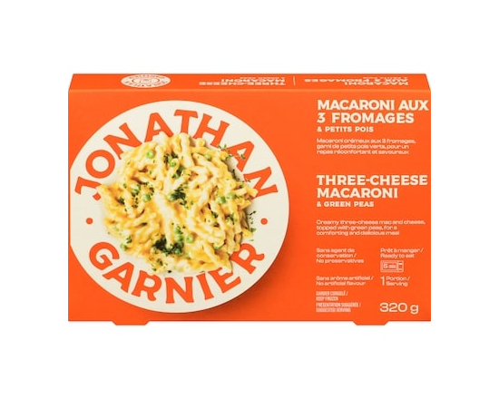 Jonathan Garnier Macaronis aux 3 fromages et petits pois - 320.0 G
