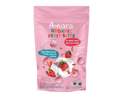 Amara Organic Fruit Bites, Strawberry & Cream - 23.0 G