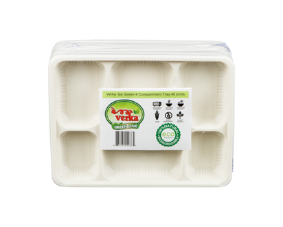 Verka Green Line 6 Compartment Tray - 1.0 EA