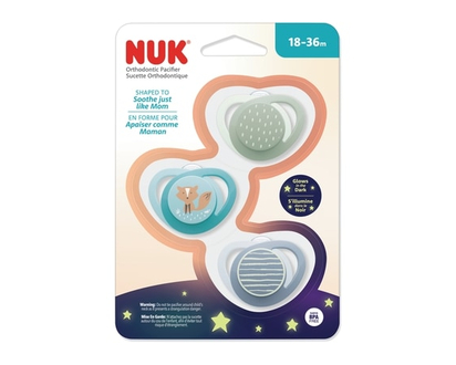 NUK Orthodontic Pacifier, 18-36 months, Teal Fox, 3 Pack - 3 EA