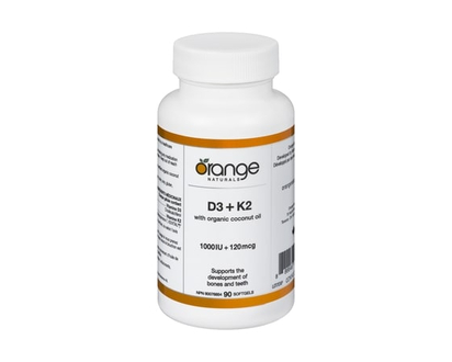 Orange Naturals D3 + K2 gélules - avec huile de noix de coco biologique - 90 CAP