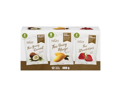 Healtly and Happy Dried Fruit Variety Pack, Coconut, Mango & Strawberry 12-Pack - 480.0 G