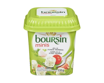 Boursin Fresh Soft White Cheese Minis Garlic & Fine Herbs 39 % M.F. - 130.0 G