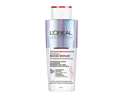L'Oreal Paris Hair Expertise Bond Repair Sulphate-Free Shampoo, Repairs All Types of Damaged Hair, with Citric Acid Complex - 200.0 ML