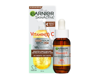 Garnier SkinActive Brightening Night Vitamin-C Serum, with Hyaluronic Acid, Brightens & Smoothens Skin in just 3 Nights, for All Skin Types, even Sens