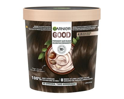 Garnier GOOD, Permanent Hair Dye, 100% Grey Coverage, No Ammonia Cacao Brown - 1.0 EA