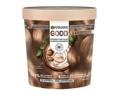 Garnier GOOD, Permanent Hair Dye, 100% Grey Coverage, No Ammonia Mochaccino Brown - 1.0 EA