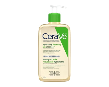 Nettoyant huile moussante hydratante CeraVe — Nettoyant visage et corps avec huile de squalane, acide hyaluronique et céramides — Pour peaux sèches à 