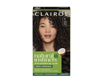 Clairol Natural Instincts 4 Dark Brown, Ammonia Free Demi-Permanent Hair Color, Vegan Hair Dye - 1.0 EA