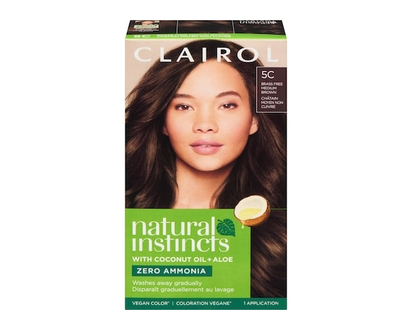 Clairol Natural Instincts 5C Brass Free Medium Brown, Ammonia Free Demi-Permanent Hair Color, Vegan Hair Dye - 1.0 EA
