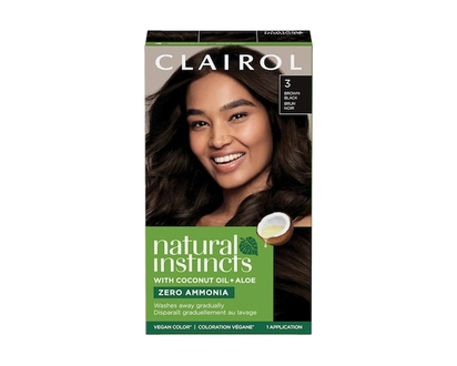 Clairol Natural Instincts 3 Brown Black, Ammonia Free Demi-Permanent Hair Color, Vegan Hair Dye - 1.0 EA