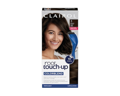 Clairol Root Touch-Up 3 Noir Brun, Coloration permanente, #1 retouche racines au Canada, Couvre les cheveux gris à 100% - 1.0 EA